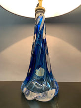 Load image into Gallery viewer, 1950s Val St Lambert Blue Twisted Glass Lamp Base