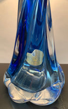 Load image into Gallery viewer, 1950s Val St Lambert Blue Twisted Glass Lamp Base