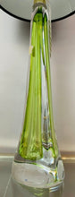 Load image into Gallery viewer, 1950s Val St Lambert Green & Clear Glass Table Lamp