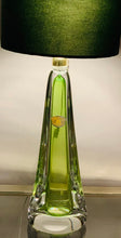Load image into Gallery viewer, 1950s Val St Lambert Green & Clear Glass Table Lamp