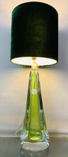 Load image into Gallery viewer, 1950s Val St Lambert Green & Clear Glass Table Lamp