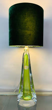 Load image into Gallery viewer, 1950s Val St Lambert Green & Clear Glass Table Lamp