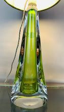 Load image into Gallery viewer, 1950s Val St Lambert Green & Clear Glass Table Lamp