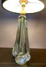 Load image into Gallery viewer, 1950s Val St Lambert Green Glass Table Lamp