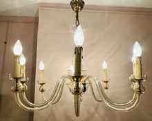 Load image into Gallery viewer, 1950s Czech Bohemian Crystal Glass Chandelier