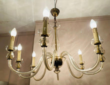 Load image into Gallery viewer, 1950s Czech Bohemian Crystal Glass Chandelier