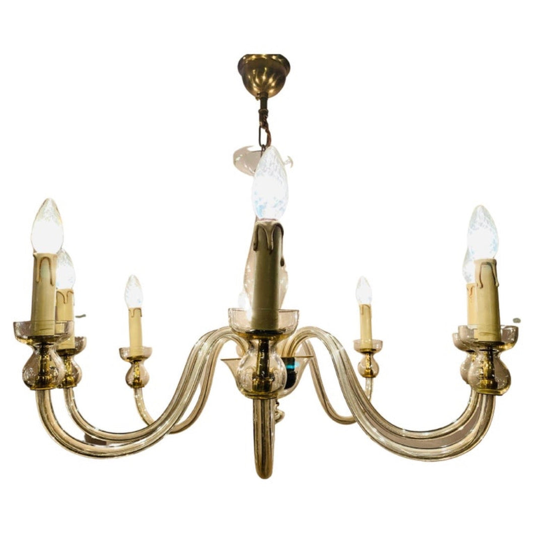 1950s Czech Bohemian Crystal Glass Chandelier