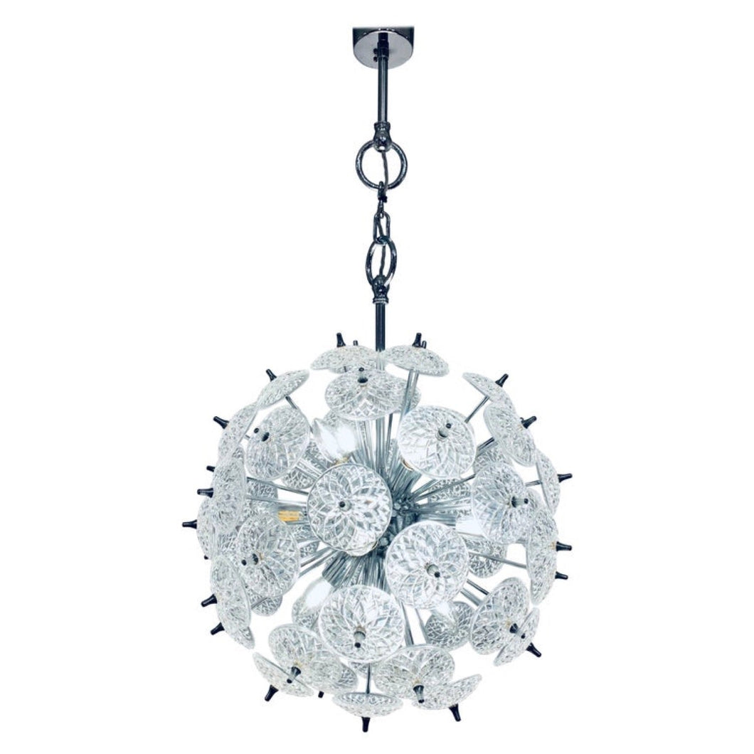 1960s Val St Lambert Cut Glass Sputnik Chandelier