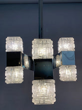 Load image into Gallery viewer, 1960s Small Italian Sciolari Chrome and Glass Pendant Light