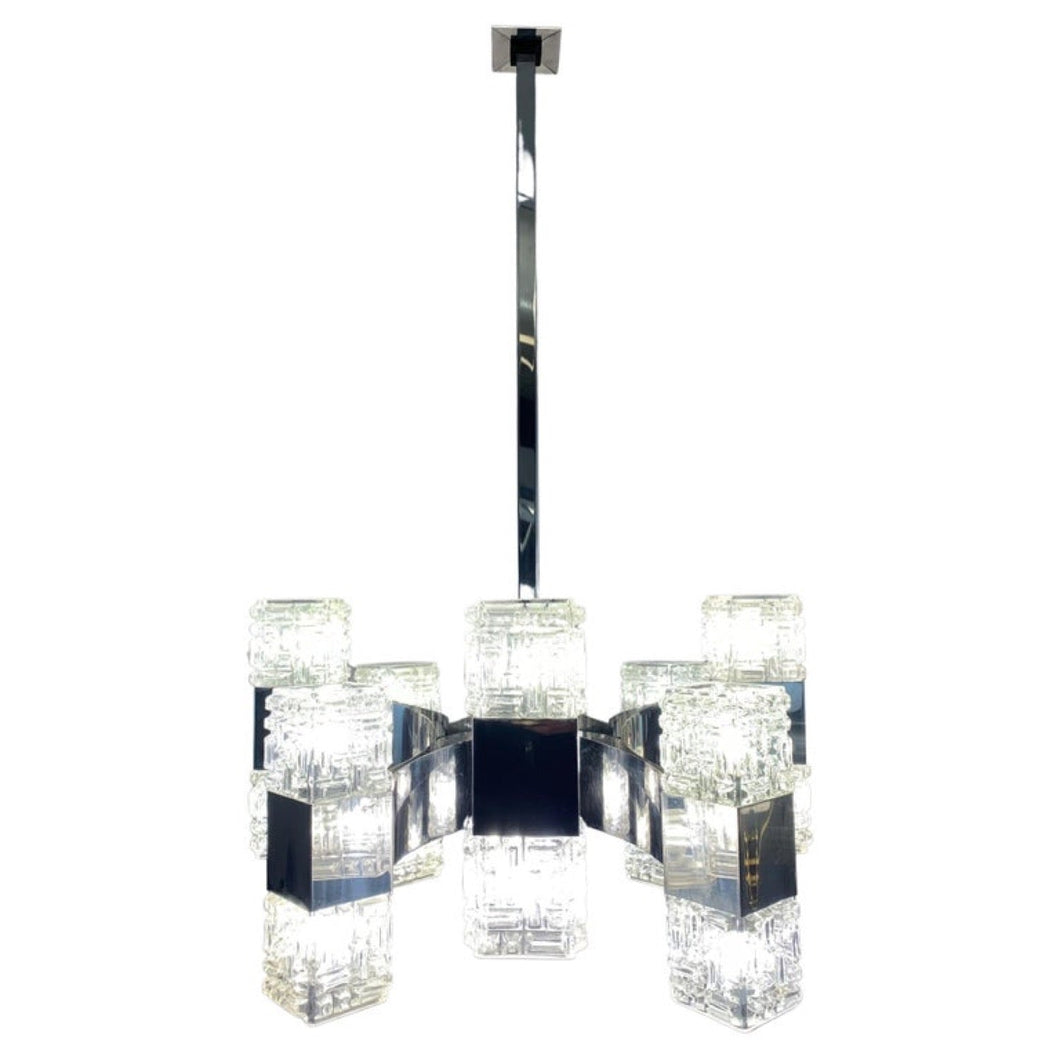 1960s Large Italian Sciolari Glass Pendant Light