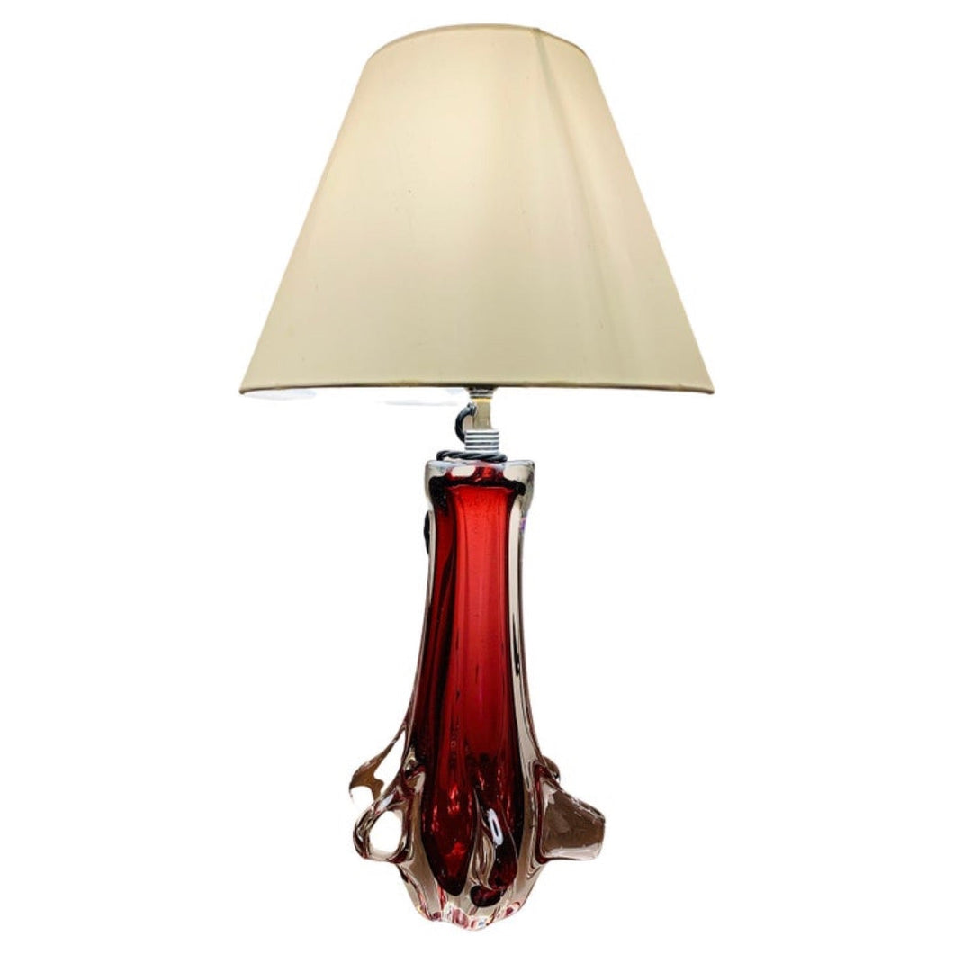 1960s Seguso Style Ruby Red Table Lamp