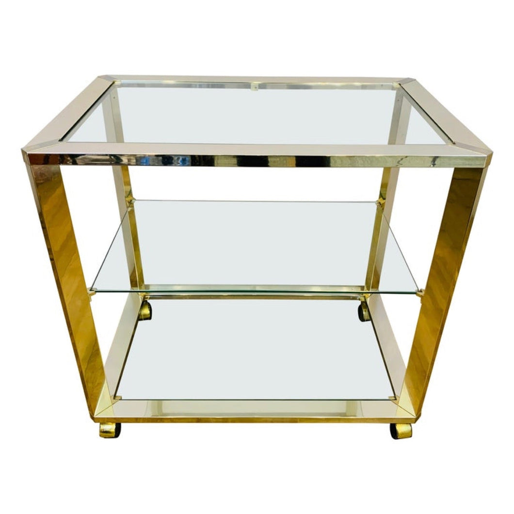 1970s Belgium Chrome & Glass Drinks Trolley