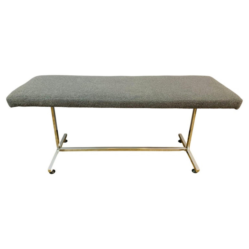 1970s Chrome & Grey Boucle 3-Seater Bench