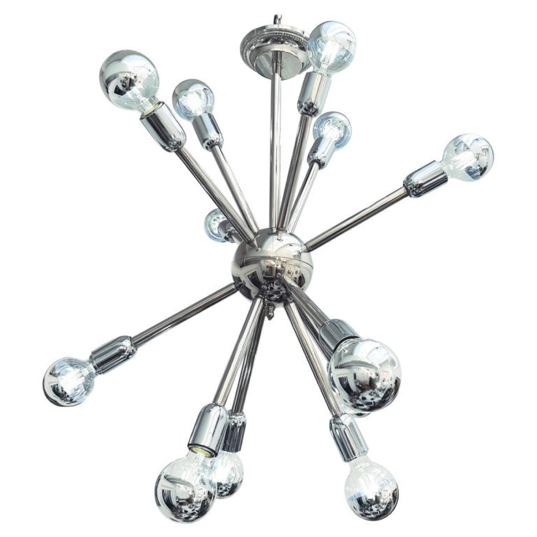 1970s Chrome 11 Arm Sputnik Ceiling Light. 3 available