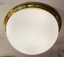 Load image into Gallery viewer, 1970s Opaque Glass Dome Glashütte Limburg Flush Mount