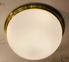 Load image into Gallery viewer, 1970s Opaque Glass Dome Glashütte Limburg Flush Mount