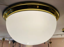 Load image into Gallery viewer, 1970s Opaque Glass Dome Glashütte Limburg Flush Mount