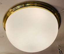 Load image into Gallery viewer, 1970s Opaque Glass Dome Glashütte Limburg Flush Mount