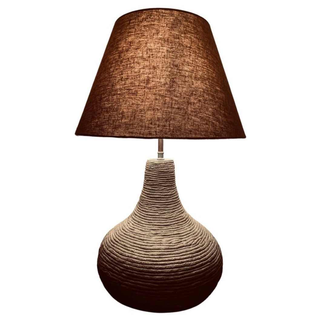 1970s German Brown Pottery Table Lamp