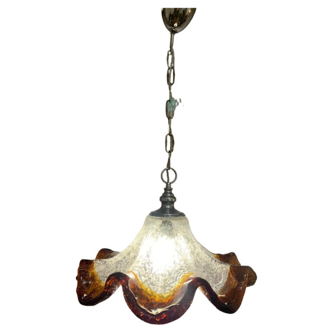 1970s Murano Glass Mazzega Style Pendant Light