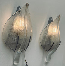 Load image into Gallery viewer, Pair of 1970s Italian Murano Glass Leaf Wall Sconces