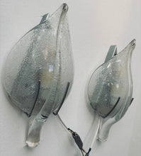 Load image into Gallery viewer, Pair of 1970s Italian Murano Glass Leaf Wall Sconces