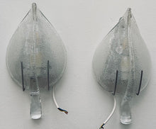 Load image into Gallery viewer, Pair of 1970s Italian Murano Glass Leaf Wall Sconces
