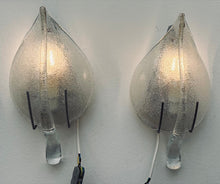 Load image into Gallery viewer, Pair of 1970s Italian Murano Glass Leaf Wall Sconces