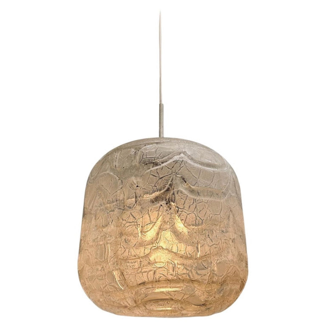 1970s Large Doria Leuchten Crackle Glass Hanging Light
