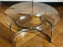 Load image into Gallery viewer, 1970s Merrow Associates Round Glass & Chrome Coffee Table