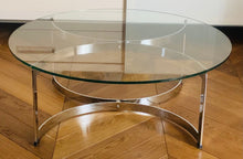Load image into Gallery viewer, 1970s Merrow Associates Round Glass & Chrome Coffee Table