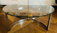 Load image into Gallery viewer, 1970s Merrow Associates Round Glass & Chrome Coffee Table