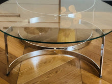Load image into Gallery viewer, 1970s Merrow Associates Round Glass & Chrome Coffee Table