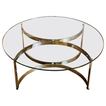 Load image into Gallery viewer, 1970s Merrow Associates Round Glass & Chrome Coffee Table