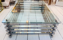Load image into Gallery viewer, 1970s Italian Stacked Rectangular Chrome & Glass Coffee Table