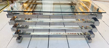 Load image into Gallery viewer, 1970s Italian Stacked Rectangular Chrome & Glass Coffee Table