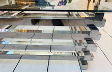 Load image into Gallery viewer, 1970s Italian Stacked Rectangular Chrome & Glass Coffee Table