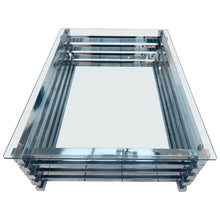 Load image into Gallery viewer, 1970s Italian Stacked Rectangular Chrome & Glass Coffee Table