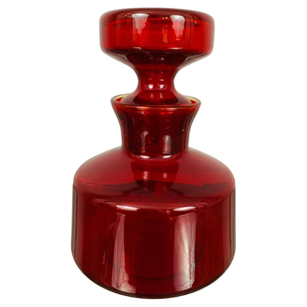 1970s Red Glass Flask with Stopper
