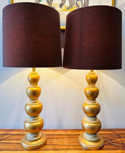 Load image into Gallery viewer, Pair of 1950s Frederick Cooper Gold Leaf Table Lamps