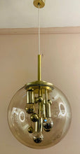 Load image into Gallery viewer, 1970s Large Doria Globe Glass & Brass Pendant Light