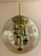 Load image into Gallery viewer, 1970s Large Doria Globe Glass & Brass Pendant Light