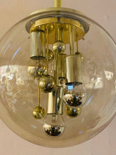 Load image into Gallery viewer, 1970s Large Doria Globe Glass & Brass Pendant Light