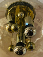 Load image into Gallery viewer, 1970s Large Doria Globe Glass & Brass Pendant Light