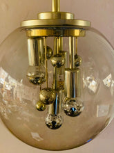 Load image into Gallery viewer, 1970s Large Doria Globe Glass & Brass Pendant Light