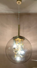Load image into Gallery viewer, 1970s Large Doria Globe Glass & Brass Pendant Light