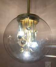 Load image into Gallery viewer, 1970s Large Doria Globe Glass & Brass Pendant Light