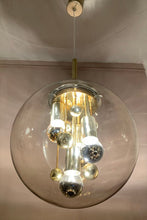 Load image into Gallery viewer, 1970s Large Doria Globe Glass & Brass Pendant Light