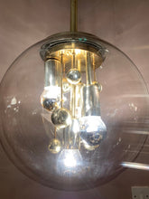 Load image into Gallery viewer, 1970s Large Doria Globe Glass & Brass Pendant Light