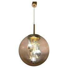 Load image into Gallery viewer, 1970s Large Doria Globe Glass & Brass Pendant Light